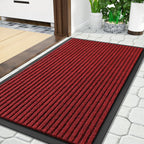 Yimobra Front Door Mat Outdoor Indoor Entrance, 100% Waterproof All-Season All Weather Doormat, Welcome Matt Outside Entry, Non Slip, Low Profile, Heavy Duty Patio Porch Floor Mats,36 x 17,Black Red