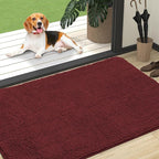 OLANLY Dog Door Mat for Muddy Paws 47x32, Absorbs Moisture and Dirt, Absorbent Non-Slip Washable Doormat, Quick Dry Chenille Mud Mat, Entry Indoor Entryway Carpet for Inside Floor, Caramel Russet
