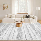 Nakagishi Area Rug Living Room Rugs: 5x7 Machine Washable Boho Large Neutral Farmhouse Stain Resistant Moroccan Indoor Floor Carpet for Bedroom Nursery Dorm Classroom Playroom Dining Room House- Grey