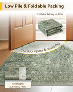 RELEANY Washable Area Rug, Runner 2'x10', Green/Dark Green/Gray
