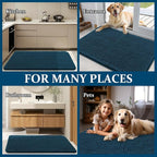 OLANLY Dog Door Mat for Muddy Paws 47x20, Absorbs Moisture and Dirt, Absorbent Non-Slip Washable Doormat, Quick Dry Chenille Mud Mat, Entry Indoor Entryway Carpet for Inside Floor, Atlantic Blue