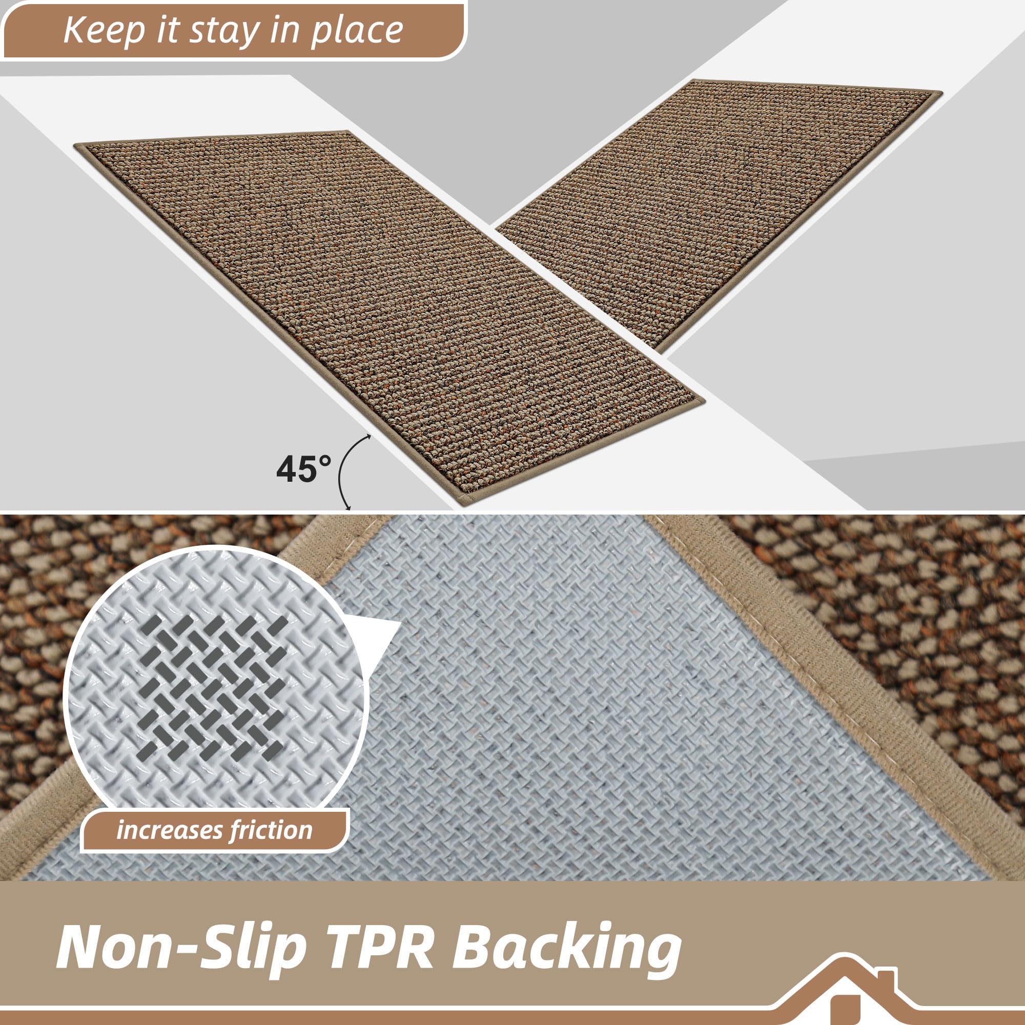 BEQHAUSE Kitchen Rugs 32"x48", Non-Slip Kitchen Mats for Floor, Taupe
