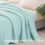 Whale Flotilla Twin Size Fuzzy Fleece Blanket for Bed, 60x80 Inch Fluffy Warm Soft Jacquard Blankets for All Season, Lightweight and Cozy, Light Blue