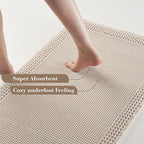 RESARE Waffle Bath Mat for Bathroom, Super Absorbent Bathroom Rugs Non Slip Machine Washable, Ultra Soft Quick Dry Boho Bath Rugs with Tassels for Floor, Upgraded Bordered Design, 24"x36" Pale Beige
