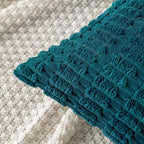 MIULEE Corduroy Decorative Throw Pillow Covers 20x20 Teal Pack of 2