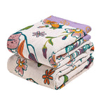 MSGKV Boho Throw Blanket 90"x108" 100% Cotton Floral Blanket for Bed