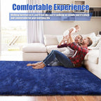 Ultra Soft Fluffy Area Rugs for Bedroom Living Room 10x14, Nursery Rug, Non-Slip Carpet for Kids Dorms Decor, Shaggy Bedside Rug, Blue