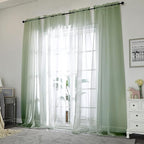 Chyhomenyc Living Room Sheer Curtains 96 Length 2 Panels Set for French Door, Gorgeous Window Decoration for Wedding & Party & Backdrop & Canopy, Sage Green, Each 42Wx96L in, 8 Feet
