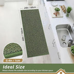BEQHAUSE Kitchen Runner Rugs 24"x60", Non-Slip Kitchen Mats for Floor, Super Absorbent and Stain Resistant Kitchen Rug, Machine Washable Rugs for Kitchen, Hallway, Laundry & Sink, Green