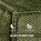 Exclusivo Mezcla Fleece Bed Blanket King Size, Super Soft and Warm Blankets for Couch, Sofa and Bed Waffle Textured, Cozy, Fuzzy and Lightweight (Olive Green, 90x104 Inches)