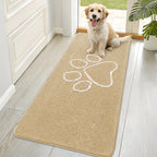 OLANLY Dog Door Mat for Muddy Paws 70x35, Paw Print Design Chenille Mud Mat