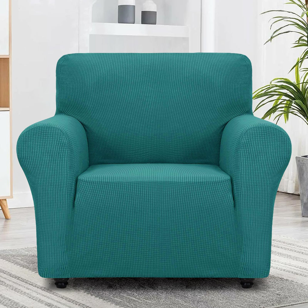 ZNSAYOTX Super Stretch Chair Slipcover Universal Sofa Chair Covers for Living Room Dogs Pet Furniture Protector Spandex Armchair Slipcovers with Anti Slip Foam Sticks (Peacock Teal, Chair)