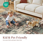 Rugflix 5x7 Area Rugs for Living Room, Washable Large Rug Stain-Resistant Low Pile, Modern Carpet for Dining Room Home Office Kid Room Nursery Bedroom, Rust