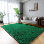 ONASAR Dark Green Area Rugs for Living Room Bedroom, 5x8 Fluffy Shaggy Large Rug, Indoor Ultra Soft Plush Floor Carpets for Kids Boys Girls Teen Dorm Nursery Playroom Home Decor Aesthetic