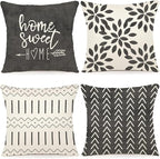 YCOLL Pillow Covers 16x16 Set of 4, Modern Sofa Throw Pillow Cover, Decorative Outdoor Linen Fabric Pillow Case for Couch Bed Car, Rustic Gray