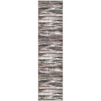 Lansny Modern Abstract Runner Rug 2.6x10, Dark Light Brown White Washable Long Kitchen Runner Non-Slip Soft Hallway Rug Runner Thin Print Faux Wool Carpet for Entryway Bedroom Laundry Room Indoor