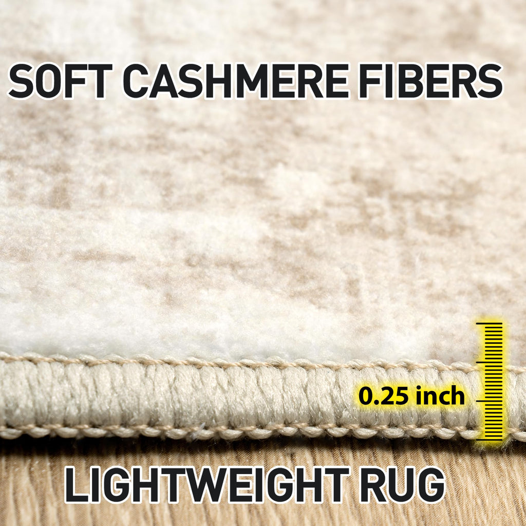 5x7 Area Rugs for Living Room: Washable Abstract Beige Grey Badroom Carpet