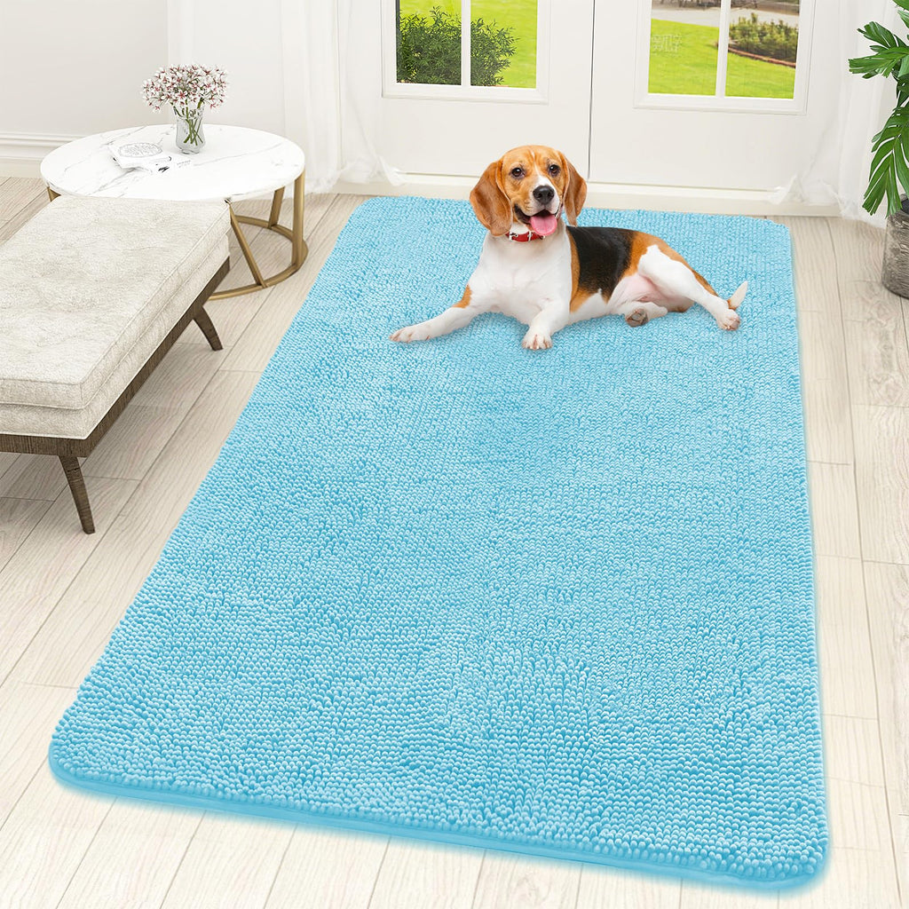 OLANLY Dog Door Mat for Muddy Paws 59x32, Super Absorbent Chenille Mud Mat