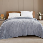 Exclusivo Mezcla Fleece Bed Blanket Queen Size, Super Soft and Warm Blankets for Couch, Sofa and Bed Waffle Textured, Cozy, Fuzzy and Lightweight (Heather Navy Blue, 90x90 Inches)