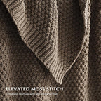 EVERGRACEHOME Chunky Chenille Knit Throw Blanket for Couch, Soft Luxurious Oversized Queen Moss Stitch Blanket for Bed, Cozy Farmhouse Knitted Throw for Sofa, Mocha Brown, 90" x 90"