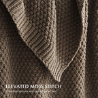 EVERGRACEHOME Chunky Chenille Knit Throw Blanket, 90 x 90, Mocha Brown