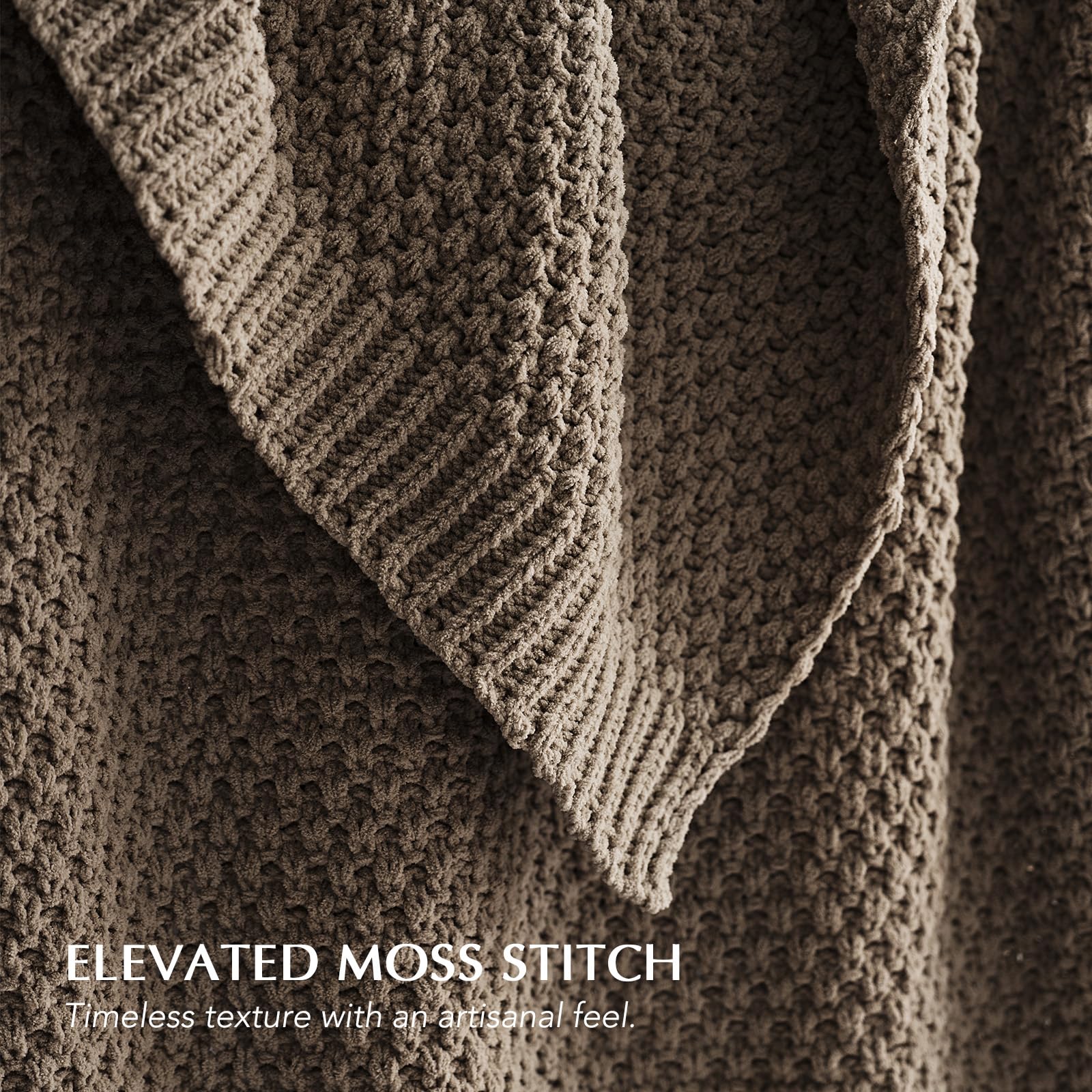EVERGRACEHOME Chunky Chenille Knit Throw Blanket, 90 x 90, Mocha Brown