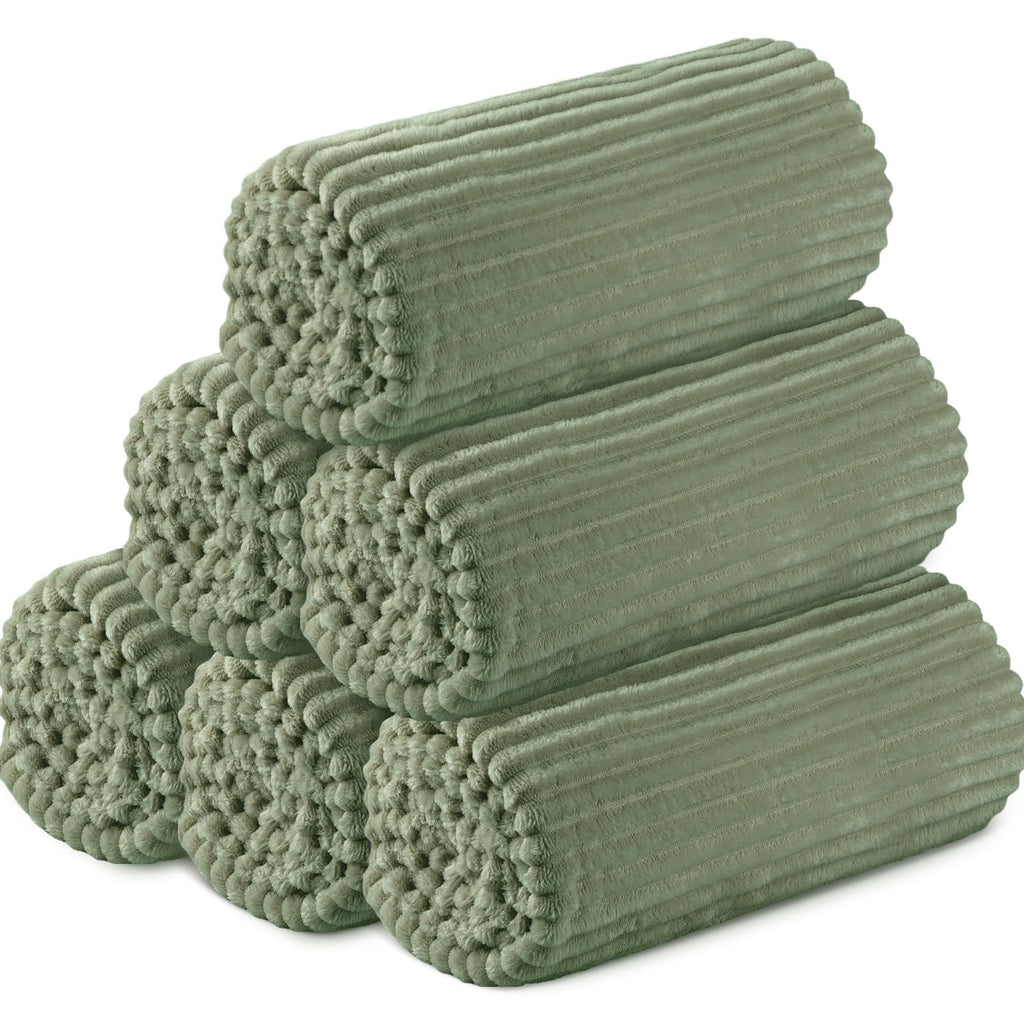 Buryeah 6 Pcs Flannel Throw Blanket Bulk 50 x 60 in Sleepover Blanket Outdoor Wedding Throw Lightweight, Oeko-tex Standard 100 Certified for Sofa Homeless Gifts (Sage Green)