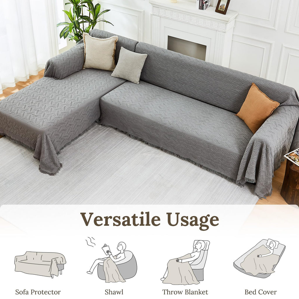 HOMERILLA 2 Piece Sectional Couch Cover for L Shape Sofa Light Grey XXXL