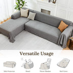 HOMERILLA 2 Piece Sectional Couch Cover for L Shape Sofa Light Grey XXXL