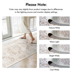 2x8 Washable Runner Rug: Vintage Medallion Kitchen Soft Rugs IvoryBeige