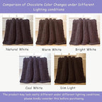 Bigacogo Chunky Knit Throw Blanket for Couch, 40x60 inches, 100% Hand Knitted with Thick Jumbo Chenille Yarn, Cozy Soft Large Rope Knot Cable Crochet Blankets for Sofa Bed Living Room, Chocolate