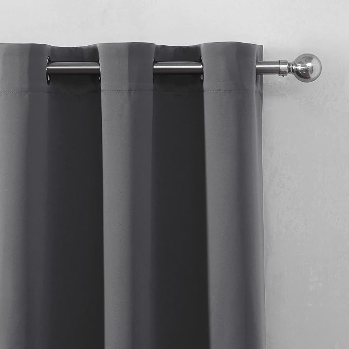LEMOMO Grey Blackout Curtains 42 x 63 Inch Length/Set of 2 Curtain Panels/Thermal Insulated Room Darkening Blackout Curtains for Bedroom