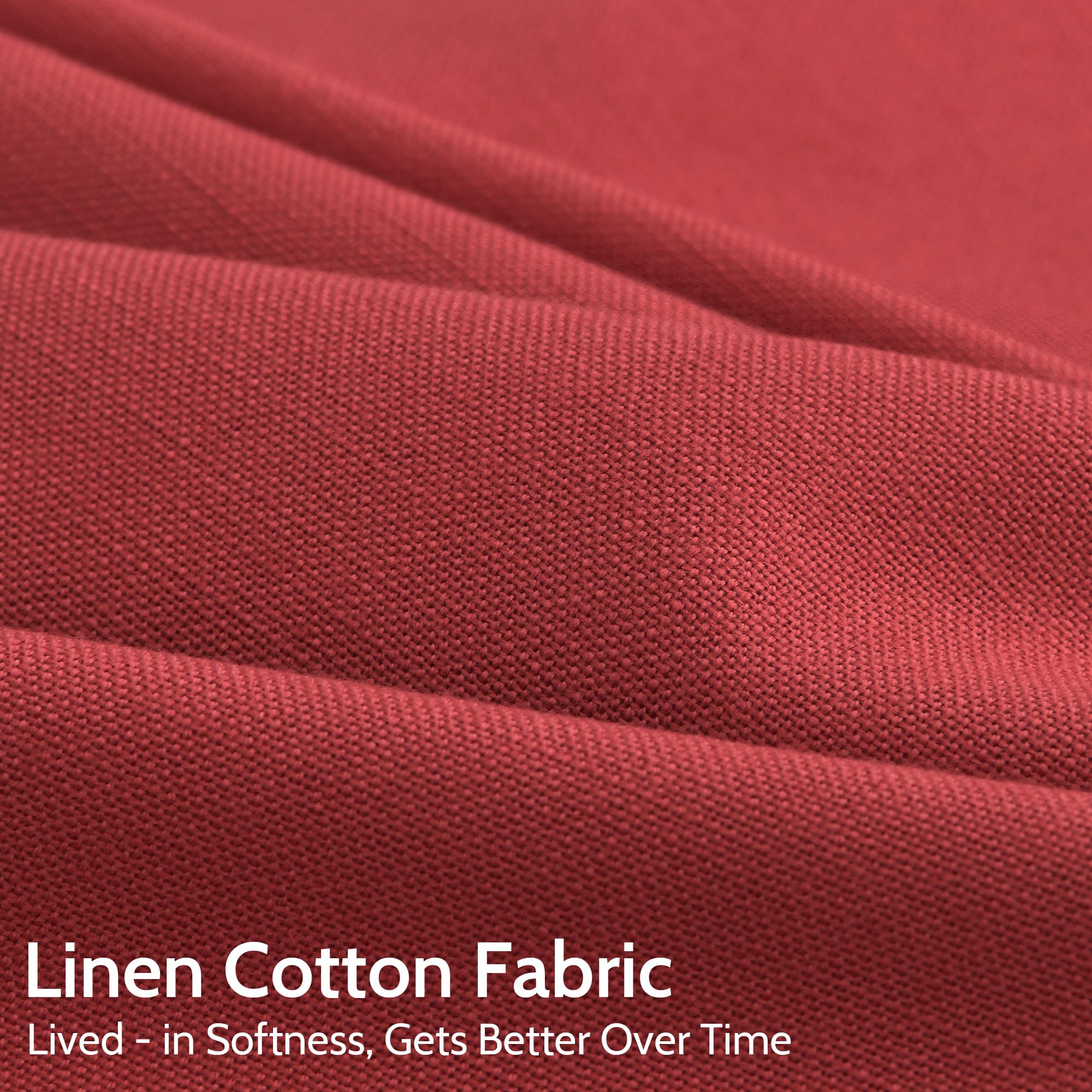 Christmas Red Linen Curtains 72 Inches Long for Living Room Light Filtering Semi Sheer Curtain Back Tab and Rod Pocket Vintage Rustic Luxury Home Decor Neutral Drapes for Bedroom 52x72, 2 Panels