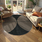 Lahome Enfys Modern Rainbow Round Rug, 6ft Easy Jute Circle Patio Rug Washable Indoor Outdoor Carpet for Living Room, Farmhouse Natural Contemporary Round Mat for Entryway Backyard Porch