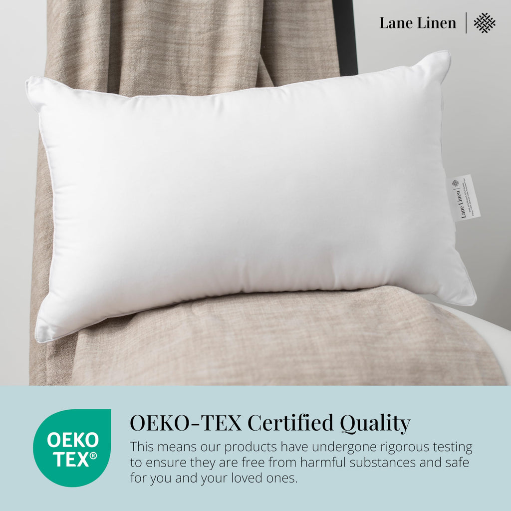 LANE LINEN 12x20 Throw Pillow Inserts Set of 4, Oblong, Fluffy - White