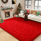Amearea Premium Soft Fluffy Rug Modern Shag Carpet, 9x12 Feet, Fuzzy Shaggy Rugs for Bedroom Living Room Teen Apartment Decor, Comfortable Indoor Furry Dorm Carpets, Red