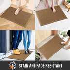 HIYARD Sturdy Front Door Mat, Absorbent Muddy Dirt Resist Welcome Door Mats Outdoor Indoor, Stain and Fade Resistant, Non-Slip Backing Entry Mat Low Profile Doormat for Entryway, 29×17, Brown