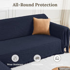 HOMERILLA Sectional Couch Covers for Sectional Sofa L Shaped Sofa Cover Blanket 2 Pieces L Shape Furniture Protector for Pets Dogs(Midnight Blue, Large)