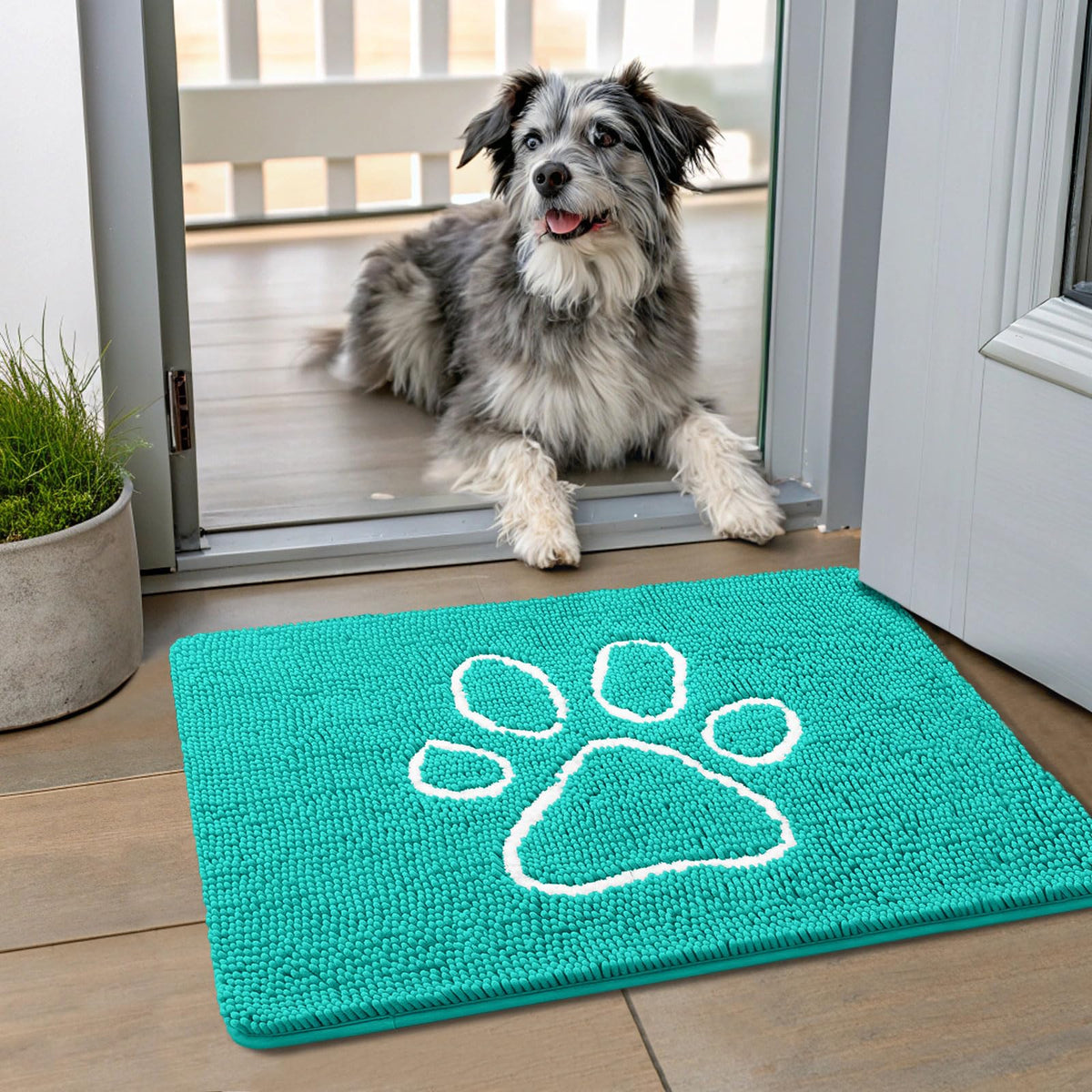 Smiry Dog Door Mat for Muddy Paws, Absorbent Non Slip Dirt Trapper, 24x16