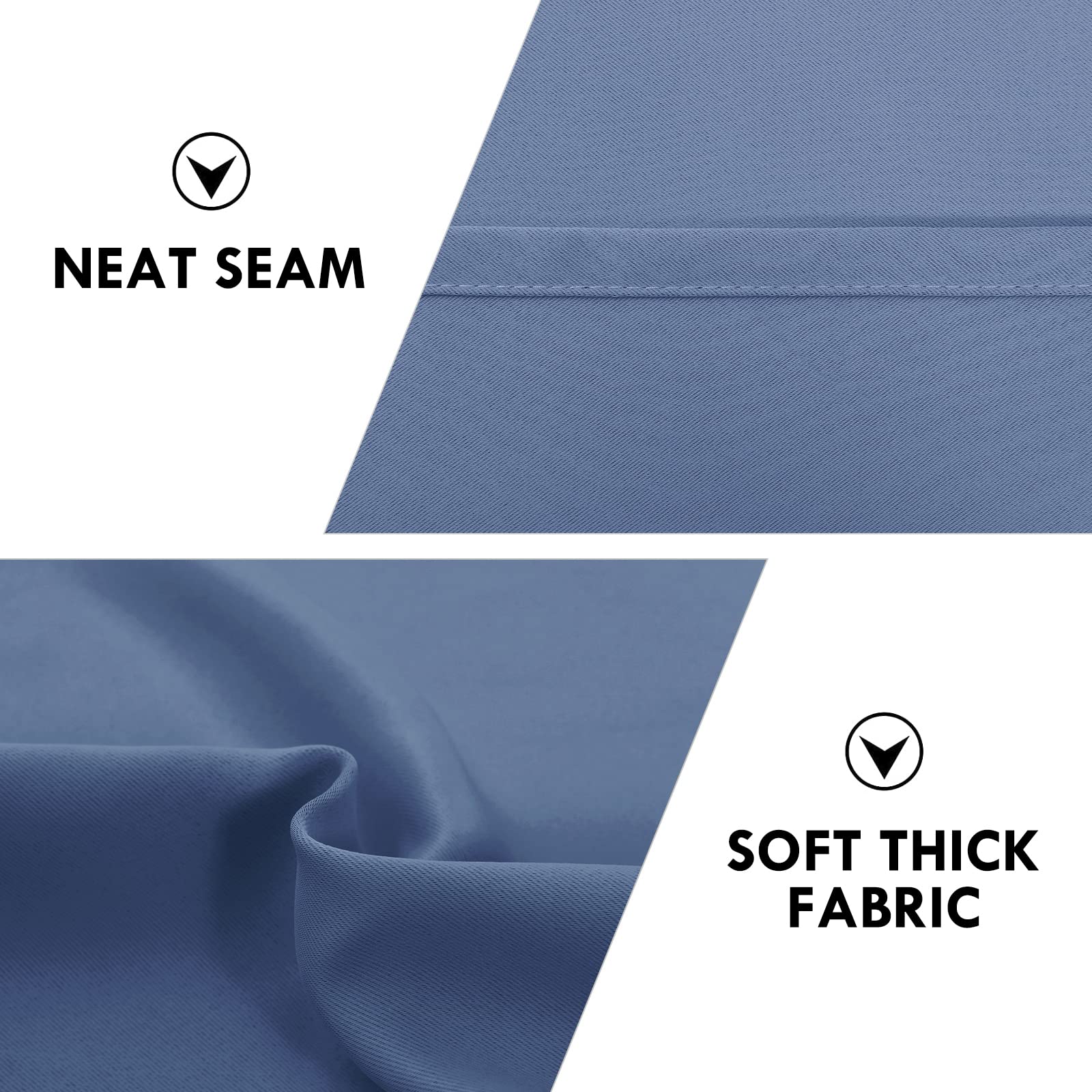 DWCN Blackout Curtains for Bedroom 38 x 45 Inch Long Dusty Blue 2 Panels