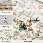 Washable 2x3 Entryway Area Rug - Small Non Slip Vintage Kitchen Runner Rugs Indoor Entrance Soft Neutral Stain Resistant Bathroom Mat Farmhouse Carpet for Bedroom Living Room Entry Laundry 2'x3' Green