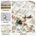 Washable 2x3 Entryway Area Rug - Small Non Slip Vintage Kitchen Runner Rugs Indoor Entrance Soft Neutral Stain Resistant Bathroom Mat Farmhouse Carpet for Bedroom Living Room Entry Laundry 2'x3' Green