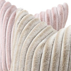 decorUhome Summer Cozy Faux Fur Throw Pillow Covers 12x20 Set of 2 Decorative Soft Plush Striped Lumbar Modern Farmhouse Boho Couch Pillow Cases with Velvet Back for Sofa Bed Living Room, Beige White