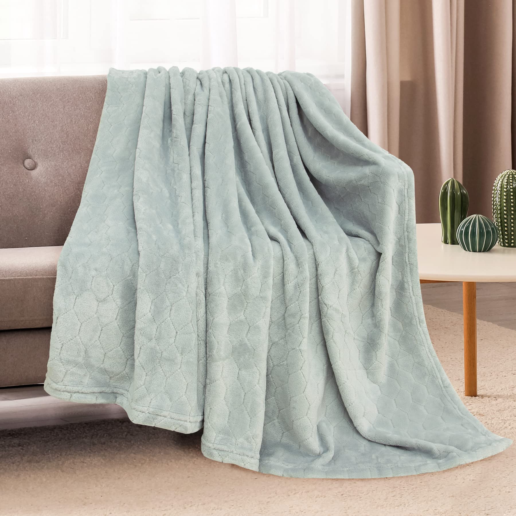 TOONOW Fleece Blanket Super Soft Cozy Throw Blanket 50" x 60", Lightweight Fuzzy Comfy Textured Flannel Blanket Warm Plush Throw Blankets for Couch, Sofa, Bed, Mirage Gray