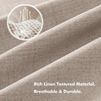 MIULEE 100% Blackout Linen Curtains for Bedroom, Beige Solid Luxury Decor Thermal Insulation Room Darkening Drapes for Living Room Nursery Back Tab Rod Pocket 42 x 63 Inches, 2 Panels