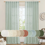 LAMIT Light Sage Linen Sheer Curtains for Bedroom 84 Inches Long, 2 Panels