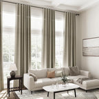 Extra Long Curtain 108 Inches Long 2 Panels Set Back Tab Mocha Linen Drapes for Living Room Neutral Farmhouse Light Filtering Semi Sheer Linen Curtains 108 Inch Length for Large Window 9 FT Tall
