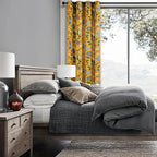 Topfinel Living Room Curtains 72 Inches Long Mustard Yellow Vintage Curtains & Drapes, Room Darkening Grommet Luxury Whimsical Floral Lemon Hummingbird Colorful Blackout Drapes for Living Room Bedroom