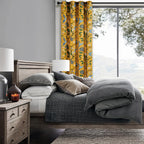 94 Inches Long Custom Satin Window Treatments,Retro Art Deco Floral Hummingbird Patterned Pretty Elegant Mustard Yellow Light Blocking Grommet Curtains Two Pages Curtains for Bedroom Playroom Room