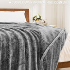 Exclusivo Mezcla Fuzzy Large Fleece Throw Blanket for Couch, Mixed Black
